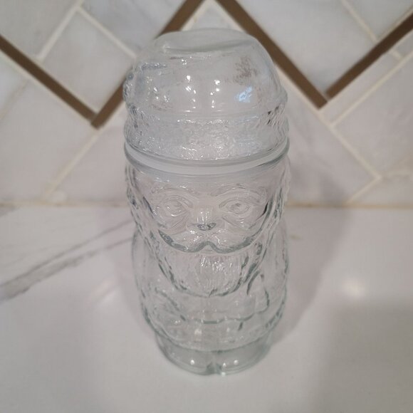Vintage Santa Claus Clear Glass Canister Jar Container Kitchen Storage candy - Picture 6 of 6
